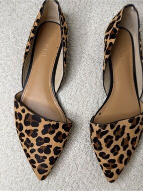 J. Crew Leopard Print Pointed Toe Flats in Tan, Brown, Black
